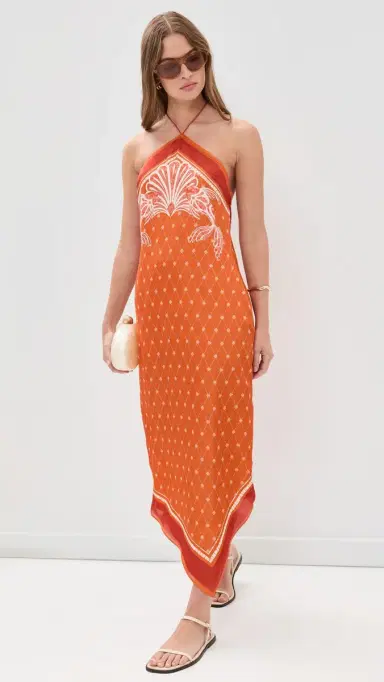 Shani Shemer Athena Midi Dress Orange osaic Print | Thumbnail 5 Shani Shemer Athena Midi Dress Orange osaic Print | Thumbnail 5