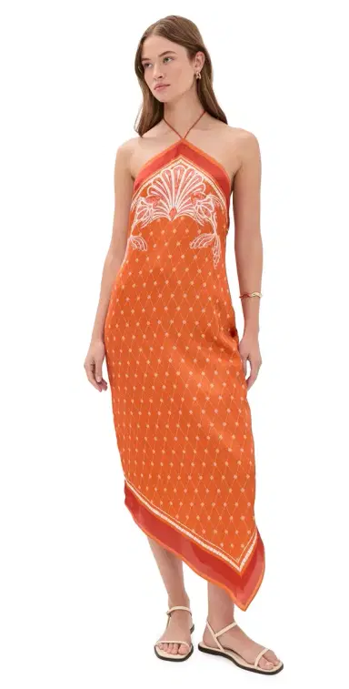 Shani Shemer Athena Midi Dress Orange osaic Print | Thumbnail 1 Shani Shemer Athena Midi Dress Orange osaic Print | Thumbnail 1