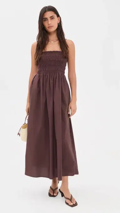 Z Supply Cornelia Poplin Midi Dress Chocolate Cherry | Thumbnail 2 Z Supply Cornelia Poplin Midi Dress Chocolate Cherry | Thumbnail 2