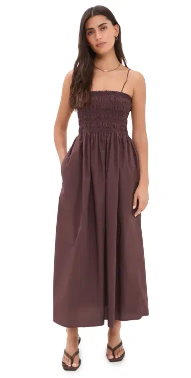 Z Supply Cornelia Poplin Midi Dress Chocolate Cherry | Thumbnail 1 Z Supply Cornelia Poplin Midi Dress Chocolate Cherry | Thumbnail 1