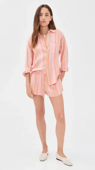 Z Supply Perfect tripe Shorts Tiger Lily | Thumbnail 5 Z Supply Perfect tripe Shorts Tiger Lily | Thumbnail 5