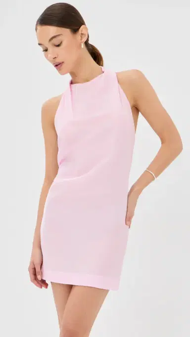 WARDROBE.NYC WARDROBE. NYC Liquid Halter Mini Dress Baby Pink | Thumbnail 2 WARDROBE.NYC WARDROBE. NYC Liquid Halter Mini Dress Baby Pink | Thumbnail 2
