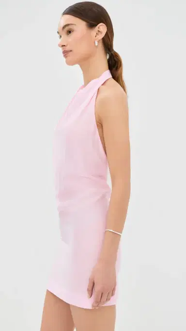 WARDROBE.NYC WARDROBE. NYC Liquid Halter Mini Dress Baby Pink | Thumbnail 4 WARDROBE.NYC WARDROBE. NYC Liquid Halter Mini Dress Baby Pink | Thumbnail 4