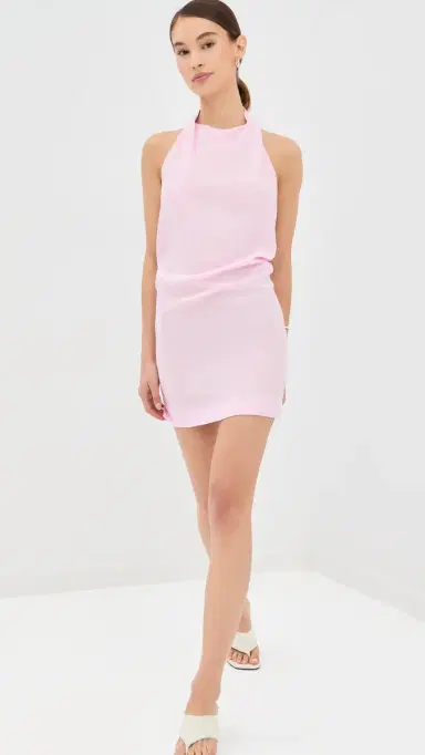 WARDROBE.NYC WARDROBE. NYC Liquid Halter Mini Dress Baby Pink | Thumbnail 5 WARDROBE.NYC WARDROBE. NYC Liquid Halter Mini Dress Baby Pink | Thumbnail 5