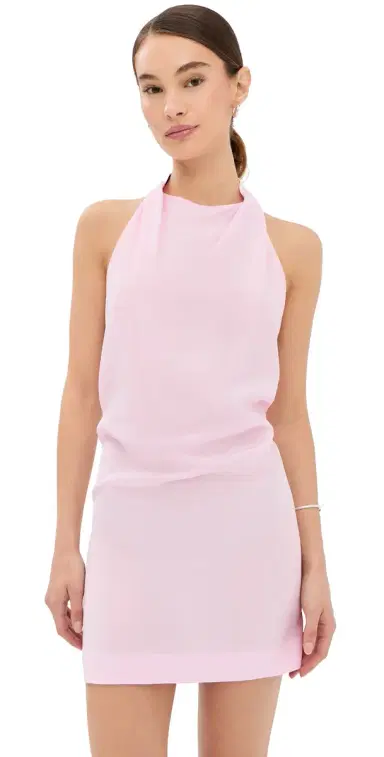 WARDROBE.NYC WARDROBE. NYC Liquid Halter Mini Dress Baby Pink | Thumbnail 1 WARDROBE.NYC WARDROBE. NYC Liquid Halter Mini Dress Baby Pink | Thumbnail 1