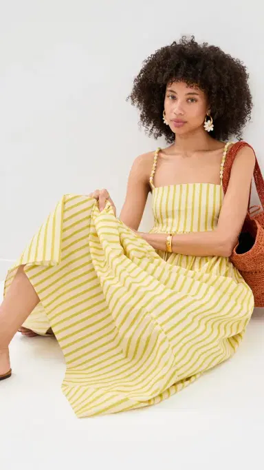 English Factory Striped Maxi Dress Yellow Stripe | Thumbnail 2 English Factory Striped Maxi Dress Yellow Stripe | Thumbnail 2