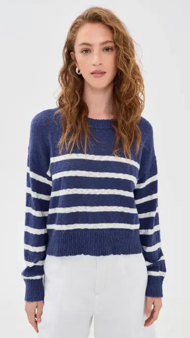 Marine Layer eabreeze Crew Neck Sweater Navy/White tripe | Thumbnail 2 Marine Layer eabreeze Crew Neck Sweater Navy/White tripe | Thumbnail 2