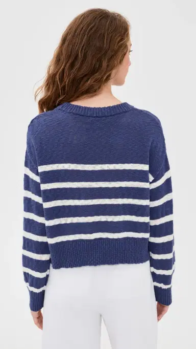 Marine Layer eabreeze Crew Neck Sweater Navy/White tripe | Thumbnail 3 Marine Layer eabreeze Crew Neck Sweater Navy/White tripe | Thumbnail 3