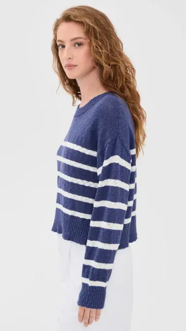 Marine Layer eabreeze Crew Neck Sweater Navy/White tripe | Thumbnail 4 Marine Layer eabreeze Crew Neck Sweater Navy/White tripe | Thumbnail 4