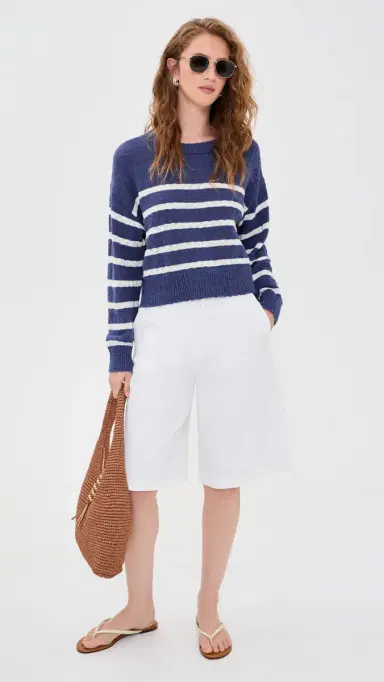 Marine Layer eabreeze Crew Neck Sweater Navy/White tripe | Thumbnail 5 Marine Layer eabreeze Crew Neck Sweater Navy/White tripe | Thumbnail 5