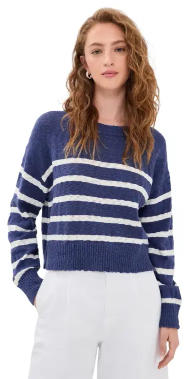 Marine Layer eabreeze Crew Neck Sweater Navy/White tripe | Thumbnail 1 Marine Layer eabreeze Crew Neck Sweater Navy/White tripe | Thumbnail 1