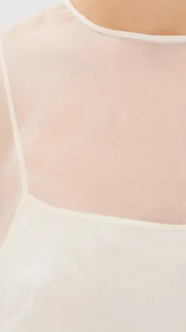 AMI Sheer Silk Trapeze Mini Dress with Slip Blanc Creme | Thumbnail 6 AMI Sheer Silk Trapeze Mini Dress with Slip Blanc Creme | Thumbnail 6