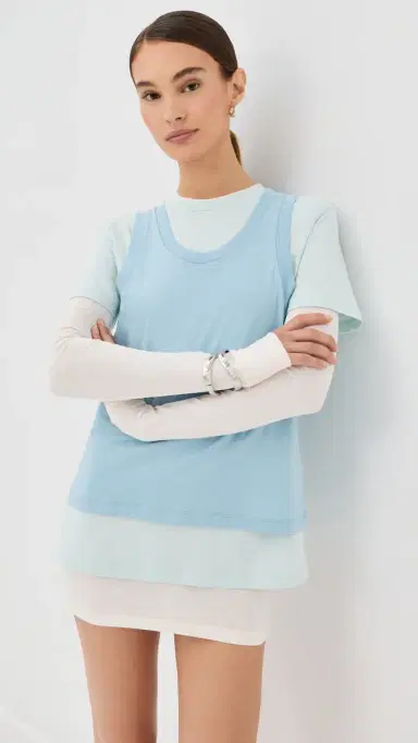 WARDROBE.NYC WARDROBE. NYC ayered Tee Mini Dress Dove/Vapor/Powder | Thumbnail 2 WARDROBE.NYC WARDROBE. NYC ayered Tee Mini Dress Dove/Vapor/Powder | Thumbnail 2