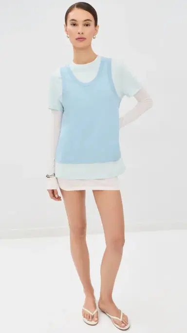 WARDROBE.NYC WARDROBE. NYC ayered Tee Mini Dress Dove/Vapor/Powder | Thumbnail 5 WARDROBE.NYC WARDROBE. NYC ayered Tee Mini Dress Dove/Vapor/Powder | Thumbnail 5