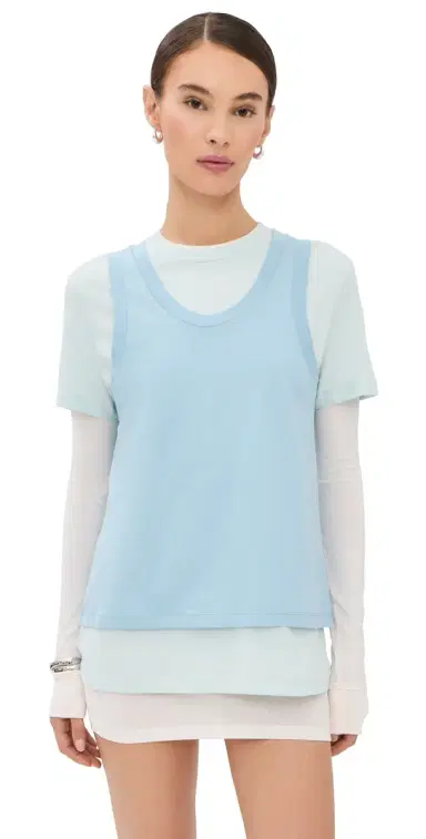 WARDROBE.NYC WARDROBE. NYC ayered Tee Mini Dress Dove/Vapor/Powder | Thumbnail 1 WARDROBE.NYC WARDROBE. NYC ayered Tee Mini Dress Dove/Vapor/Powder | Thumbnail 1