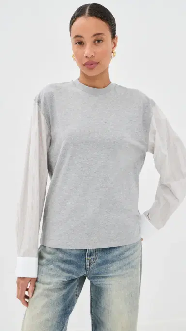 Meryll Rogge T-Shirt with hirting Sleeves Grey Multi | Thumbnail 3 Meryll Rogge T-Shirt with hirting Sleeves Grey Multi | Thumbnail 3