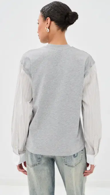 Meryll Rogge T-Shirt with hirting Sleeves Grey Multi | Thumbnail 4 Meryll Rogge T-Shirt with hirting Sleeves Grey Multi | Thumbnail 4