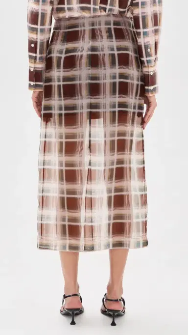 Frame The Silk Organza Skirt Silver Peony Plaid | Thumbnail 3 Frame The Silk Organza Skirt Silver Peony Plaid | Thumbnail 3