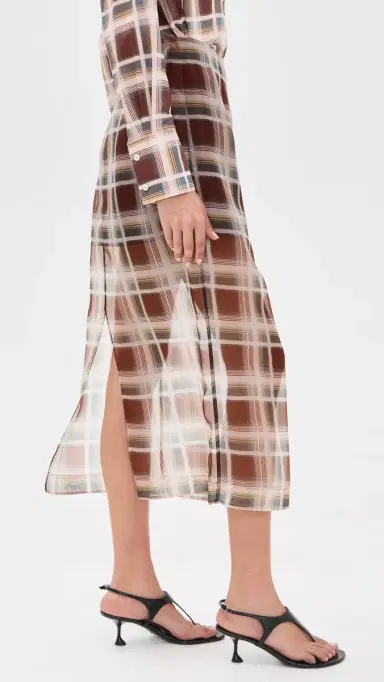 Frame The Silk Organza Skirt Silver Peony Plaid | Thumbnail 4 Frame The Silk Organza Skirt Silver Peony Plaid | Thumbnail 4