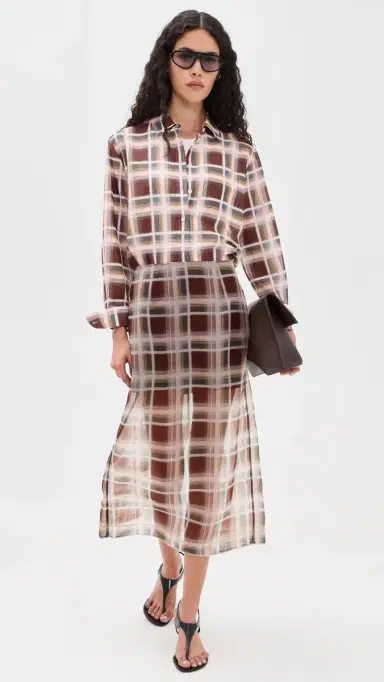 Frame The Silk Organza Skirt Silver Peony Plaid | Thumbnail 5 Frame The Silk Organza Skirt Silver Peony Plaid | Thumbnail 5