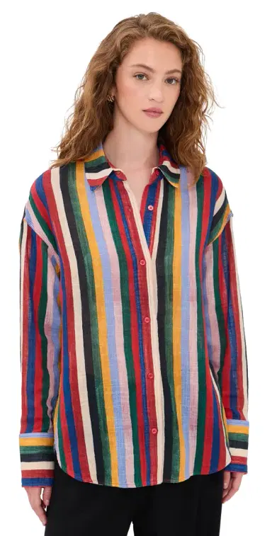 Staud Colton Shirt Artist tripe | Thumbnail 1 Staud Colton Shirt Artist tripe | Thumbnail 1