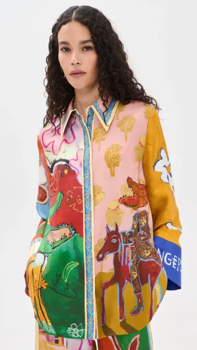 ALÉMAIS Mlak Silk Button Down Shirt Multi | Thumbnail 2 ALÉMAIS Mlak Silk Button Down Shirt Multi | Thumbnail 2