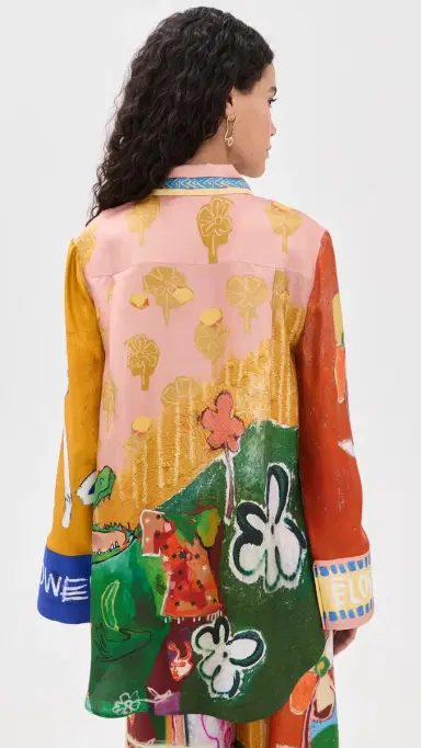 ALÉMAIS Mlak Silk Button Down Shirt Multi | Thumbnail 3 ALÉMAIS Mlak Silk Button Down Shirt Multi | Thumbnail 3