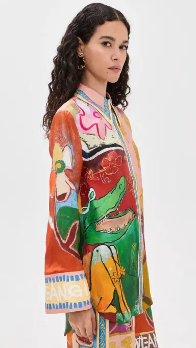 ALÉMAIS Mlak Silk Button Down Shirt Multi | Thumbnail 4 ALÉMAIS Mlak Silk Button Down Shirt Multi | Thumbnail 4