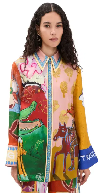 ALÉMAIS Mlak Silk Button Down Shirt Multi | Thumbnail 1 ALÉMAIS Mlak Silk Button Down Shirt Multi | Thumbnail 1