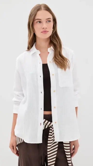 Marine Layer Jane Relaxed Double Cloth Shirt White | Thumbnail 2 Marine Layer Jane Relaxed Double Cloth Shirt White | Thumbnail 2
