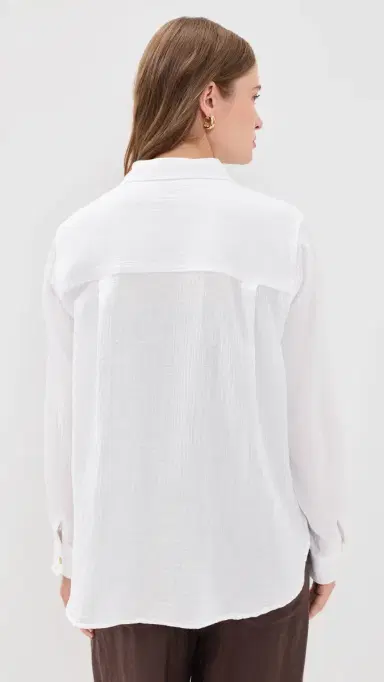 Marine Layer Jane Relaxed Double Cloth Shirt White | Thumbnail 3 Marine Layer Jane Relaxed Double Cloth Shirt White | Thumbnail 3