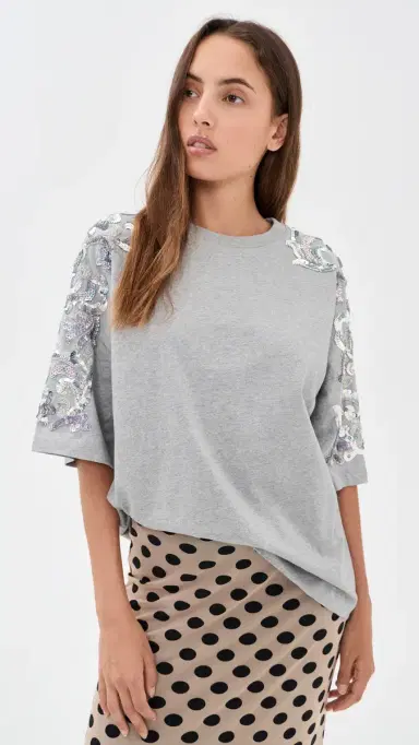ESSENTIEL ANTWERP Jangoo Embroidered T-Shirt Silver Lining | Thumbnail 2 ESSENTIEL ANTWERP Jangoo Embroidered T-Shirt Silver Lining | Thumbnail 2