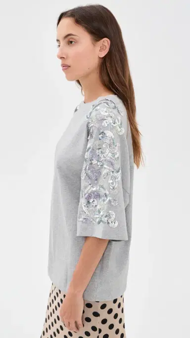 ESSENTIEL ANTWERP Jangoo Embroidered T-Shirt Silver Lining | Thumbnail 4 ESSENTIEL ANTWERP Jangoo Embroidered T-Shirt Silver Lining | Thumbnail 4