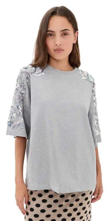 ESSENTIEL ANTWERP Jangoo Embroidered T-Shirt Silver Lining | Thumbnail 1 ESSENTIEL ANTWERP Jangoo Embroidered T-Shirt Silver Lining | Thumbnail 1