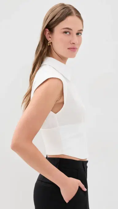 ALICE + OLIVIA Kim Paneled Corset Fitted Top Off White | Thumbnail 4 ALICE + OLIVIA Kim Paneled Corset Fitted Top Off White | Thumbnail 4
