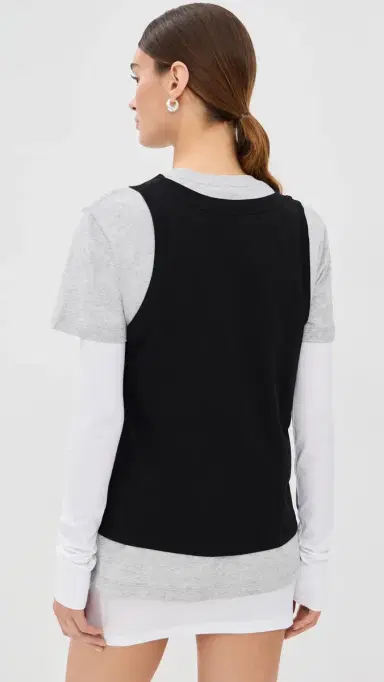 WARDROBE.NYC WARDROBE. NYC Layered Mini Tee White/Grey arl/Black | Thumbnail 3 WARDROBE.NYC WARDROBE. NYC Layered Mini Tee White/Grey arl/Black | Thumbnail 3