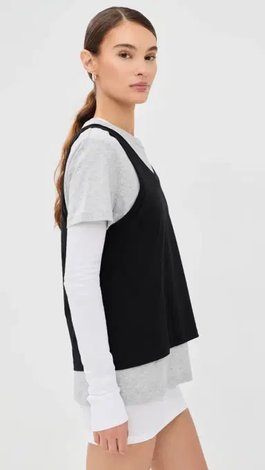 WARDROBE.NYC WARDROBE. NYC Layered Mini Tee White/Grey arl/Black | Thumbnail 4 WARDROBE.NYC WARDROBE. NYC Layered Mini Tee White/Grey arl/Black | Thumbnail 4