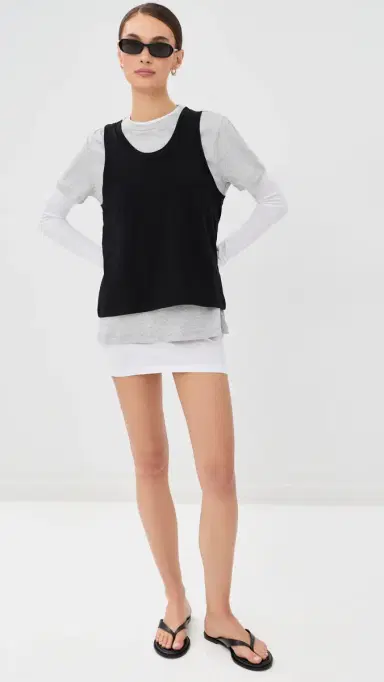 WARDROBE.NYC WARDROBE. NYC Layered Mini Tee White/Grey arl/Black | Thumbnail 5 WARDROBE.NYC WARDROBE. NYC Layered Mini Tee White/Grey arl/Black | Thumbnail 5