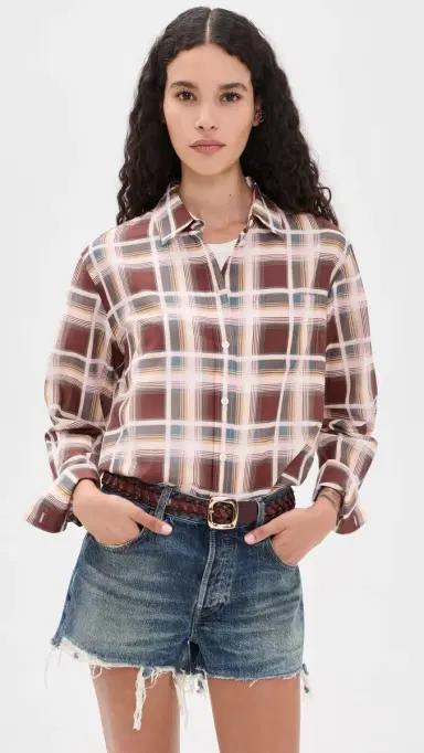 FRAME The Boy Shirt ilver Peony Plaid | Thumbnail 2 FRAME The Boy Shirt ilver Peony Plaid | Thumbnail 2