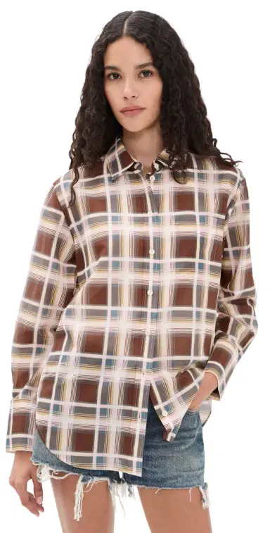 FRAME The Boy Shirt ilver Peony Plaid | Thumbnail 1 FRAME The Boy Shirt ilver Peony Plaid | Thumbnail 1