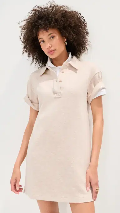 LE BOP Solene Polo Mini Dress Heathered Oat | Thumbnail 2 LE BOP Solene Polo Mini Dress Heathered Oat | Thumbnail 2