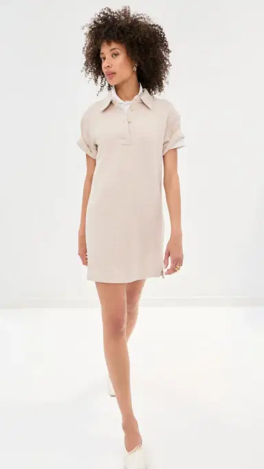 LE BOP Solene Polo Mini Dress Heathered Oat | Thumbnail 5 LE BOP Solene Polo Mini Dress Heathered Oat | Thumbnail 5