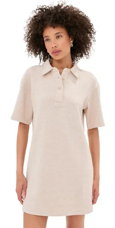 LE BOP Solene Polo Mini Dress Heathered Oat | Thumbnail 1 LE BOP Solene Polo Mini Dress Heathered Oat | Thumbnail 1