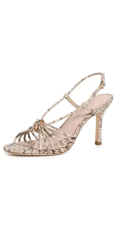 Loeffler Randall Mareka Strappy Heels with Hardware Natural Snake 6 | Thumbnail 1 Loeffler Randall Mareka Strappy Heels with Hardware Natural Snake 6 | Thumbnail 1