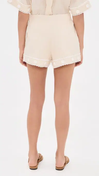 English Factory Floral Detailed Linen Shorts Light Beige | Thumbnail 3 English Factory Floral Detailed Linen Shorts Light Beige | Thumbnail 3