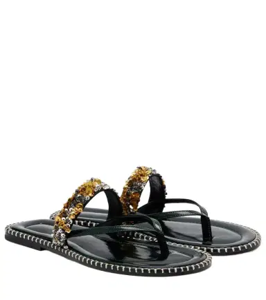 Dries Van Noten Sequined leather thong sandals | Thumbnail 1 Dries Van Noten Sequined leather thong sandals | Thumbnail 1