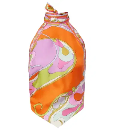 PUCCI Orchidee halterneck silk twill top | Thumbnail 1 PUCCI Orchidee halterneck silk twill top | Thumbnail 1