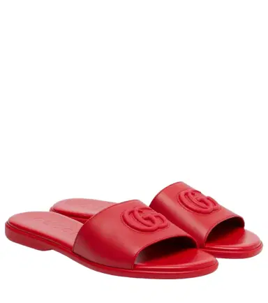 Gucci Double G leather slides | Thumbnail 1 Gucci Double G leather slides | Thumbnail 1