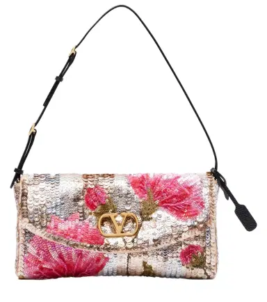 Valentino Garavani DeVain Small floral sequined shoulder bag | Thumbnail 1 Valentino Garavani DeVain Small floral sequined shoulder bag | Thumbnail 1
