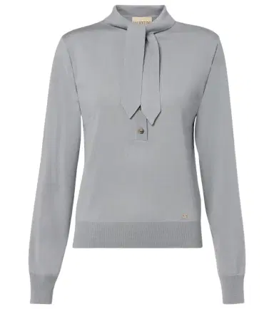 Valentino Tie-neck virgin wool sweater | Thumbnail 1 Valentino Tie-neck virgin wool sweater | Thumbnail 1